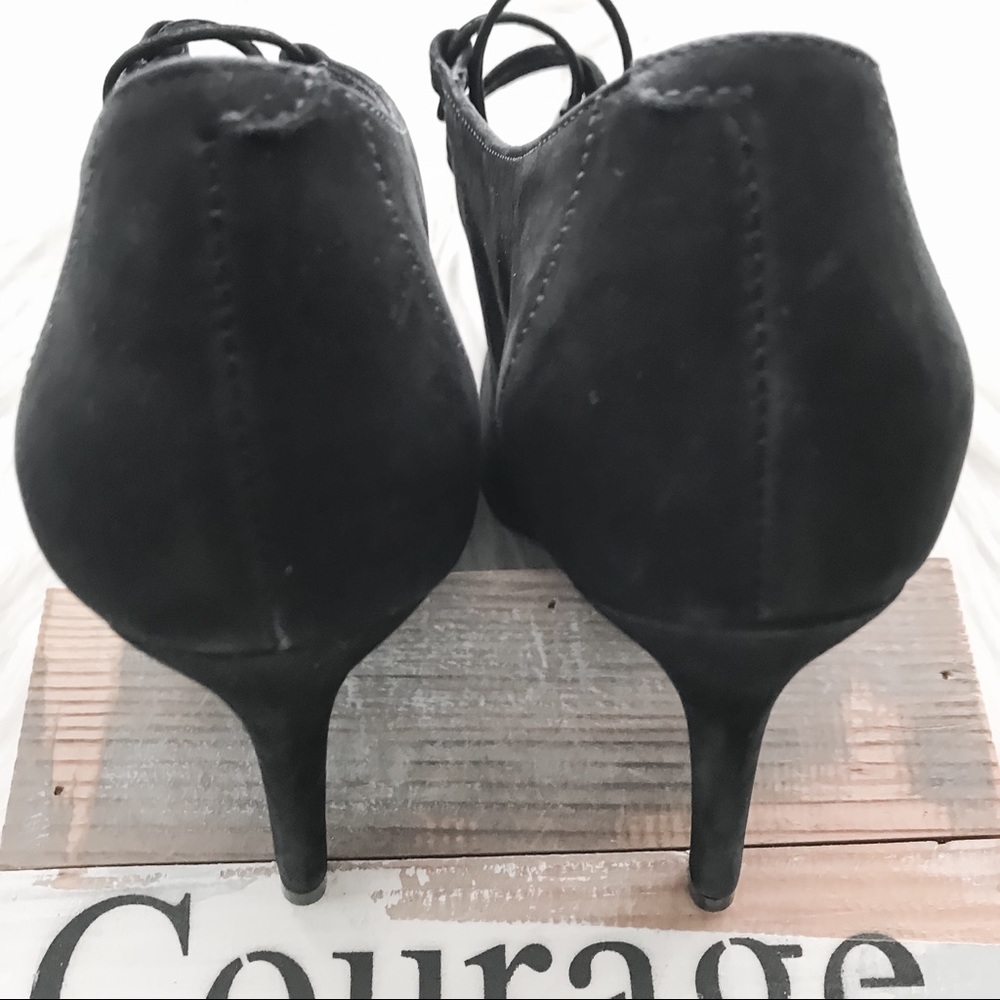 SCHUTZ Natalie Suede Lace Up Pump Black Bootie US7 - Picture 5 of 8
